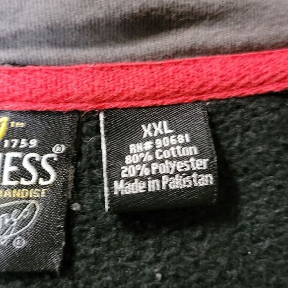 MEN'S GUINNESS OFFICIAL BLACK ZIPPERED LOGO HOODIE, SIZE XXL - Picture 4 of 5